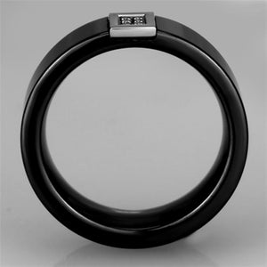 3W953 - High polished (no plating) Stainless Steel Ring with Ceramic  in Jet