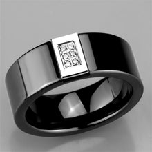 Load image into Gallery viewer, 3W953 - High polished (no plating) Stainless Steel Ring with Ceramic  in Jet