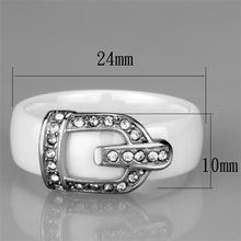 Load image into Gallery viewer, 3W955 - High polished (no plating) Stainless Steel Ring with Ceramic  in White