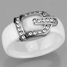 Load image into Gallery viewer, 3W955 - High polished (no plating) Stainless Steel Ring with Ceramic  in White