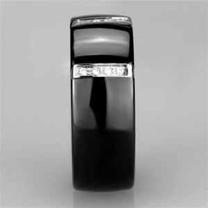 3W956 - High polished (no plating) Stainless Steel Ring with Ceramic  in Jet