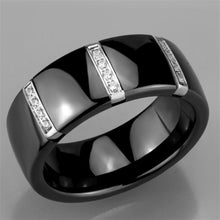 Load image into Gallery viewer, 3W956 - High polished (no plating) Stainless Steel Ring with Ceramic  in Jet