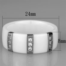 Load image into Gallery viewer, 3W957 - High polished (no plating) Stainless Steel Ring with Ceramic  in White