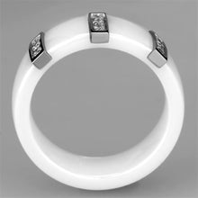 Load image into Gallery viewer, 3W957 - High polished (no plating) Stainless Steel Ring with Ceramic  in White