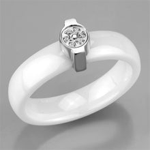 Load image into Gallery viewer, 3W958 - High polished (no plating) Stainless Steel Ring with Ceramic  in White