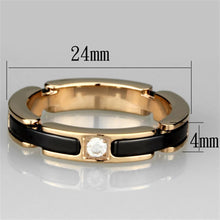 Load image into Gallery viewer, 3W960 - IP Rose Gold(Ion Plating) Stainless Steel Ring with Ceramic  in Jet