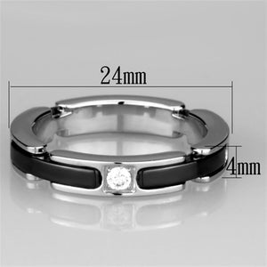 3W962 - High polished (no plating) Stainless Steel Ring with Ceramic  in Jet