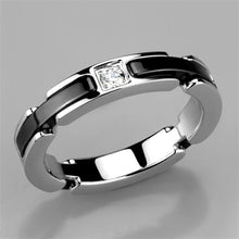 Load image into Gallery viewer, 3W962 - High polished (no plating) Stainless Steel Ring with Ceramic  in Jet