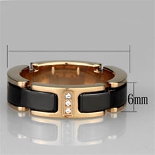 Load image into Gallery viewer, 3W964 - IP Rose Gold(Ion Plating) Stainless Steel Ring with Ceramic  in Jet