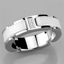 Load image into Gallery viewer, 3W967 - High polished (no plating) Stainless Steel Ring with Ceramic  in White