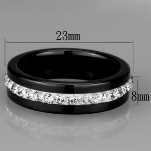 3W969 - High polished (no plating) Stainless Steel Ring with Ceramic  in Jet