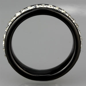 3W969 - High polished (no plating) Stainless Steel Ring with Ceramic  in Jet