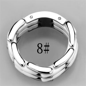 3W973 - High polished (no plating) Stainless Steel Ring with Ceramic  in White