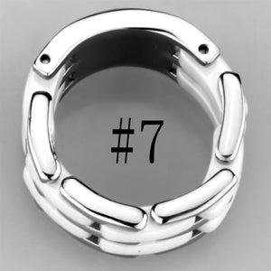 3W975 - High polished (no plating) Stainless Steel Ring with Ceramic  in White