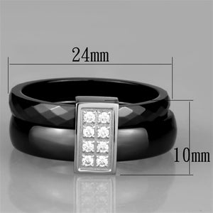 3W978 - High polished (no plating) Stainless Steel Ring with Ceramic  in Jet