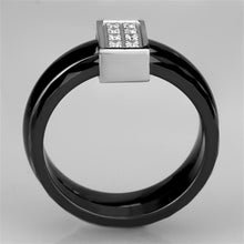 Load image into Gallery viewer, 3W978 - High polished (no plating) Stainless Steel Ring with Ceramic  in Jet