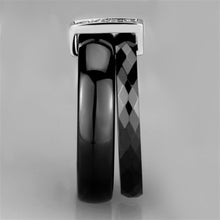 Load image into Gallery viewer, 3W978 - High polished (no plating) Stainless Steel Ring with Ceramic  in Jet
