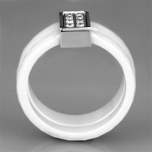 Load image into Gallery viewer, 3W979 - High polished (no plating) Stainless Steel Ring with Ceramic  in White