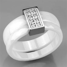 Load image into Gallery viewer, 3W979 - High polished (no plating) Stainless Steel Ring with Ceramic  in White