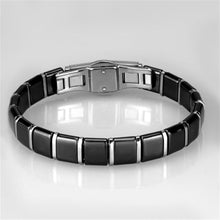 Load image into Gallery viewer, 3W984 - High polished (no plating) Stainless Steel Bracelet with Ceramic  in Jet