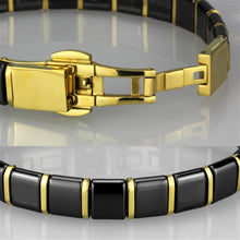Load image into Gallery viewer, 3W988 - IP Gold(Ion Plating) Stainless Steel Bracelet with Ceramic  in Jet
