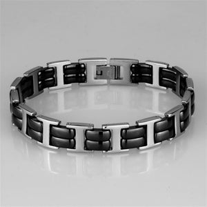 3W996 - High polished (no plating) Stainless Steel Bracelet with Ceramic  in Jet
