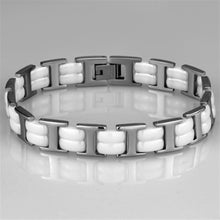 Load image into Gallery viewer, 3W997 - High polished (no plating) Stainless Steel Bracelet with Ceramic  in White