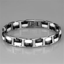 Load image into Gallery viewer, 3W998 - High polished (no plating) Stainless Steel Bracelet with Ceramic  in Jet