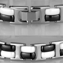 Load image into Gallery viewer, 3W998 - High polished (no plating) Stainless Steel Bracelet with Ceramic  in Jet