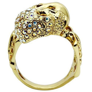 3W007 - Gold White Metal Ring with Top Grade Crystal  in Aurora Borealis (Rainbow Effect)