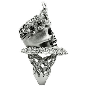 3W018 - Matte Rhodium & Rhodium White Metal Ring with Top Grade Crystal  in Clear