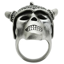 Load image into Gallery viewer, 3W021 - Antique Silver White Metal Ring with Top Grade Crystal  in Black Diamond