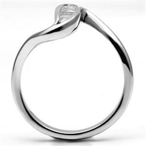 3W024 - Rhodium Brass Ring with AAA Grade CZ  in Clear