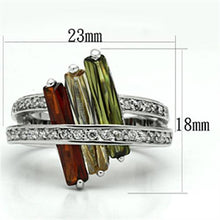 Load image into Gallery viewer, 3W025 - Rhodium Brass Ring with AAA Grade CZ  in Multi Color