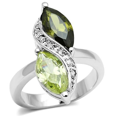 3W033 - Rhodium Brass Ring with AAA Grade CZ  in Multi Color