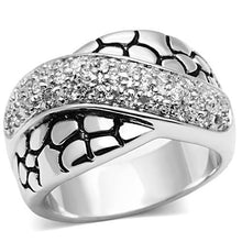 Load image into Gallery viewer, 3W037 - Rhodium Brass Ring with AAA Grade CZ  in Clear