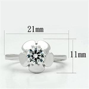 3W041 - Rhodium Brass Ring with AAA Grade CZ  in Clear