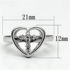 3W046 - Rhodium Brass Ring with AAA Grade CZ  in Clear