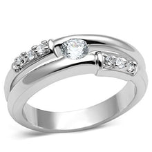Load image into Gallery viewer, 3W049 - Rhodium Brass Ring with AAA Grade CZ  in Clear