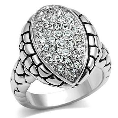 3W058 - Rhodium Brass Ring with Top Grade Crystal  in Clear