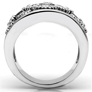3W059 - Rhodium Brass Ring with AAA Grade CZ  in Clear