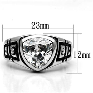 3W062 - Rhodium Brass Ring with AAA Grade CZ  in Clear