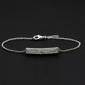 3W068 - Rhodium Brass Bracelet with AAA Grade CZ  in Clear