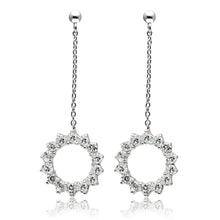 Load image into Gallery viewer, 3W081 - Rhodium Brass Earrings with AAA Grade CZ  in Clear