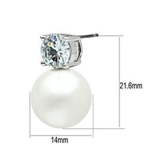Load image into Gallery viewer, 3W088 - Rhodium Brass Earrings with Synthetic Pearl in White