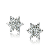 Load image into Gallery viewer, 3W092 - Rhodium Brass Earrings with AAA Grade CZ  in Clear