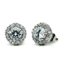 Load image into Gallery viewer, 3W096 - Rhodium Brass Earrings with AAA Grade CZ  in Clear