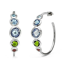 Load image into Gallery viewer, 3W098 - Rhodium Brass Earrings with AAA Grade CZ  in Multi Color