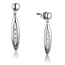 Load image into Gallery viewer, 3W1046 - Rhodium Brass Earrings with AAA Grade CZ  in Clear