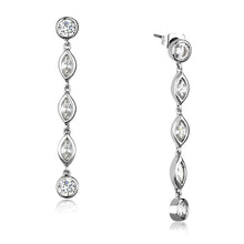 Load image into Gallery viewer, 3W1049 - Rhodium Brass Earrings with AAA Grade CZ  in Clear